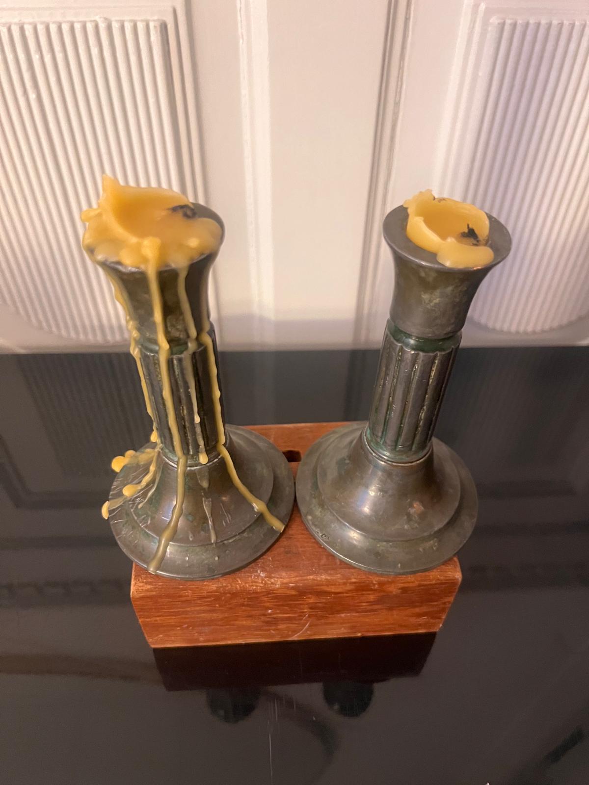 Set of Scandinavian Tenn candlestick holders
